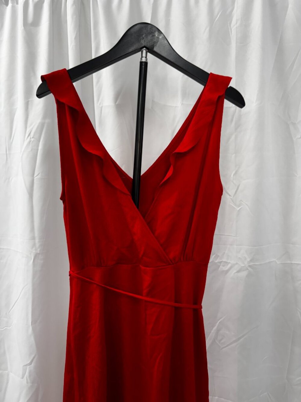 French Connection Maudie Drape Wrap Cocktail Dress Red Asymmetric Sz 2 - Picture 7 of 15